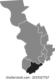 Black location map of the Antwerpener Wilrijk district inside the Belgian regional capital city of Antwerp, Belgium