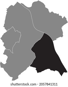 Black location map of the Bad Godesberg district inside gray urban districts map of the German regional capital city of Bonn, Germany