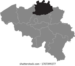 Black Location Map Of Belgian Province Of Antwerp Within Grey Map Of Belgium