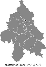 Black location map of the Belgradian Stari Grad municipality insdide the Serbian capital city of Belgrade, Serbia