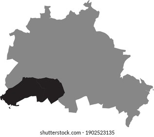 Black location map of Berliner Steglitz-Zehlendorf borough (bezirk) inside gray map of Berlin, Germany