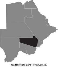 Black location map of the Botswanan Kweneng district inside gray map of Botswana