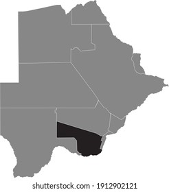 Black location map of the Botswanan Southern district inside gray map of Botswana