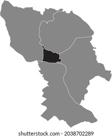 Mapa de ubicación en negro del distrito Bratislavan Bratislava I dentro de los distritos urbanos grises mapa de la capital eslovaca, Bratislava, Eslovaquia
