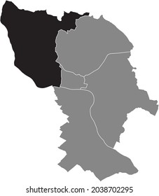 Schwarze Standortkarte des Bezirks Bratislavan Bratislava IV innerhalb grauer Stadtteile Karte der slowakischen Hauptstadt Bratislava, Slowakei