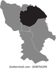 Schwarze Standortkarte des Bezirks Bratislavan Bratislava III innerhalb grauer Stadtteile Karte der slowakischen Hauptstadt Bratislava, Slowakei