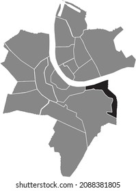 Schwarze Standortkarte des Breite District in grauen Stadtvierteln, Karte der Schweizer Landeshauptstadt Basel, Schweiz