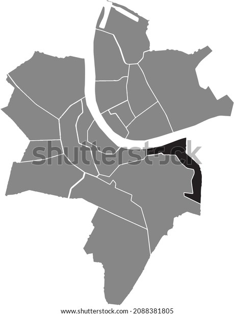Black location map of the Breite District\
inside gray urban districts map of the Swiss regional capital city\
of Basel, Switzerland