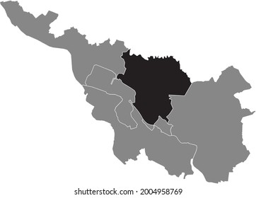 Black location map of the Bremer West district inside the German regional capital city of Bremen, Germany