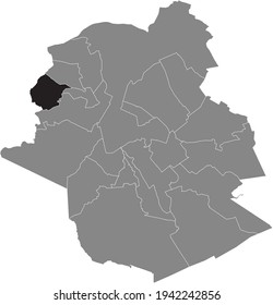 Schwarze Standortkarte der Gemeinde Berchem-Sainte-Agathe (Sint-Agatha-Berchem) in der belgischen Hauptstadt Brüssel, Belgien