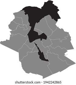 Black location map of the Brusselian Bruxelles-Ville (Stad Brussel) municipality inside the Belgian capital city of Brussels, Belgium