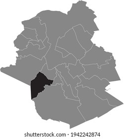Schwarze Ortskarte der Gemeinde Brüssel (Vorst) in der belgischen Hauptstadt Brüssel, Belgien