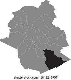 Black location map of the Brusselian Watermael-Boitsfort (Watermaal-Bosvoorde) municipality inside the Belgian capital city of Brussels, Belgium
