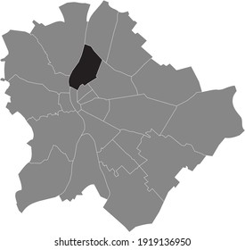 Black location map of the Budapestian Angyalföld 13th district (XIII kerület) inside gray map of Budapest, Hungary