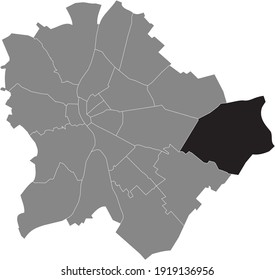 Black location map of the Budapestian Rákosmente 17th district (XVII kerület) inside gray map of Budapest, Hungary