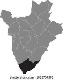 Black location map of the Burundian Makamba province inside gray map of Burundi