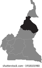 Black location map of Cameroonian North region inside gray map of Cameroon