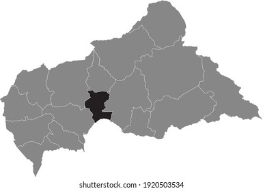 Black location map of Central African Kémo prefecture inside gray map of the Central African Republic