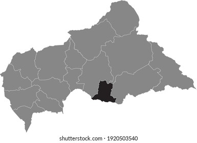 Black location map of Central African Basse-Kotto prefecture inside gray map of the Central African Republic