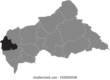 Black location map of Central African Nana-Mambéré prefecture inside gray map of the Central African Republic