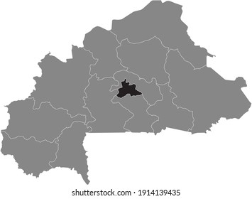 Mapa de ubicación en negro de la región del Centro Burkinabé dentro del mapa gris de Burkina Faso