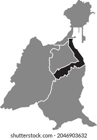 Black location map of the Centro district inside gray urban districts map of the Spanish regional capital city of Las Palmas, Spain