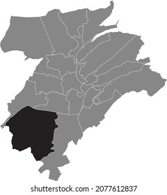 Black location map of the Cessange Quarter inside gray urban districts map of the Luxembourgish capital city of Luxembourg City, Luxembourg