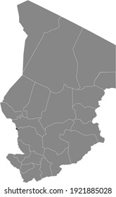 Black location map of Chadian capital city of Ville de N'Djamena inside gray map of Chad