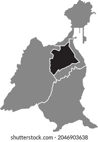 Black location map of the Ciudad Alta district inside gray urban districts map of the Spanish regional capital city of Las Palmas, Spain