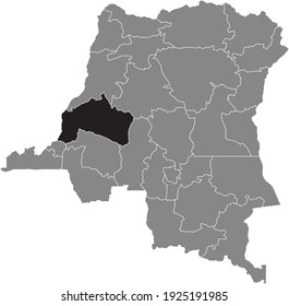 Black location map of the Congolese Mai-Ndombe province inside gray map of the Democratic Republic of the Congo