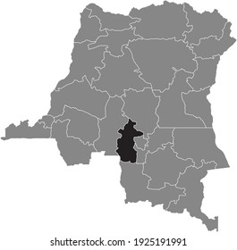 Mapa de ubicación en negro de la provincia congoleña Kasai-Central dentro del mapa gris de la República Democrática del Congo