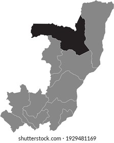 Black location map of the Congolese Sangha department inside gray map of the Republic of the Congo