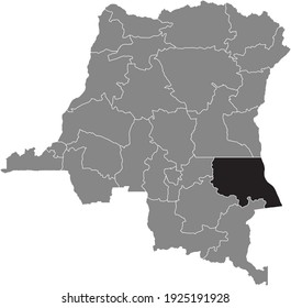 Black location map of the Congolese Tanganyika province inside gray map of the Democratic Republic of the Congo