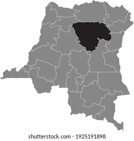 Black location map of the Congolese Tshopo province inside gray map of the Democratic Republic of the Congo
