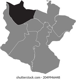 Mapa de ubicación en negro del distrito de Deusto dentro de los distritos urbanos grises mapa de la capital regional española de Bilbao, España