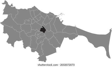 Black location map of the gdański Aniołki district inside the Polish regional capital city of Gdansk, Poland
