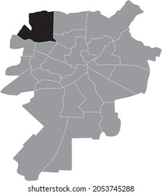 Mapa de ubicación en negro del distrito de Sławin dentro de los distritos urbanos grises mapa de la capital regional polaca de Lublin, Polonia