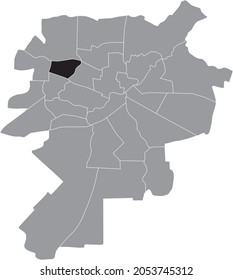 Black location map of the Sławinek district inside gray urban districts map of the Polish regional capital city of Lublin, Poland