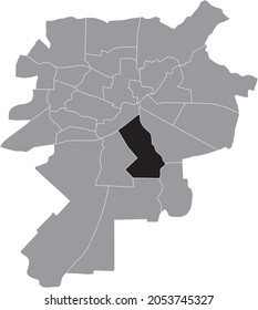 Mapa de ubicación en negro del distrito de Dziesiąta dentro de los distritos urbanos grises mapa de la capital regional polaca de Lublin, Polonia