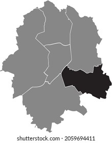 Black Location Map Of The Süd-Ost District Inside Gray Urban Districts Map Of The German Regional Capital City Of Münster-Muenster, Germany