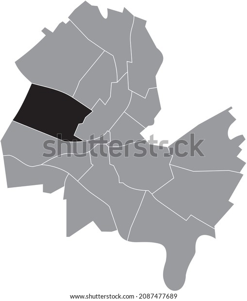 Black location map of the\
Charmilles-Châtelaine-Servette District inside gray urban districts\
map of the Swiss regional capital city of Geneva,\
Switzerland