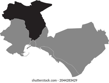 Black location map of the Distrito Norte (North) district inside gray urban districts map of the Spanish regional capital city of Palma, Spain