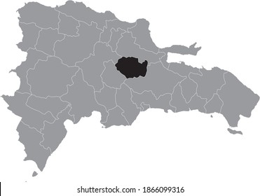 Black location map of the Dominican Sánchez Ramírez province inside gray map of the Dominican Republic
