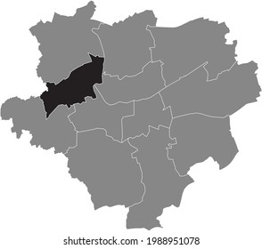 Black location map of the Dortmunder Stadtbezirk Huckarde district inside the German regional capital city of Dortmund, Germany