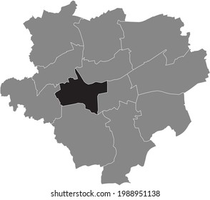 Black location map of the Dortmunder Stadtbezirk Innenstadt-West district inside the German regional capital city of Dortmund, Germany
