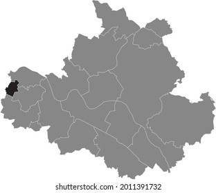 Black location map of the Dresdener Oberwartha locality inside the German regional capital city of Dresden, Germany