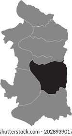Black location map of the Duisburger Duisburg-Mitte (center) district inside the German regional capital city of Duisburg, Germany