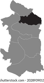 Schwarze Standortkarte des Duisburger Hamborn Bezirks in der deutschen Landeshauptstadt Duisburg, Deutschland