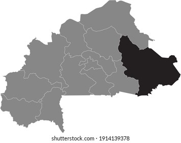 Mapa de ubicación negra de la región burkinesa del Este dentro del mapa gris de Burkina Faso