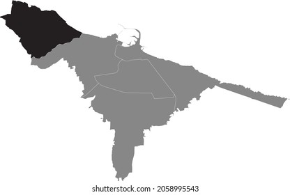 Black location map of the Fifth 5th municipality (Municipio 5) inside gray urban administrative map of the Italian regional capital city of Bari, Italy